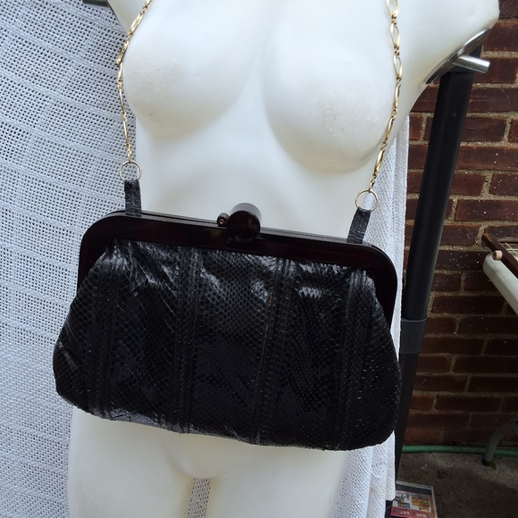 Vintage‎ Lucite closure snakeskin bag - Picture 9 of 16
